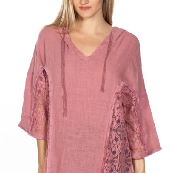 MAUVE HOODIE TUNIC TOP - Picture 3 of 4